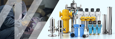 Compressed air filter for industrial air treatment systems